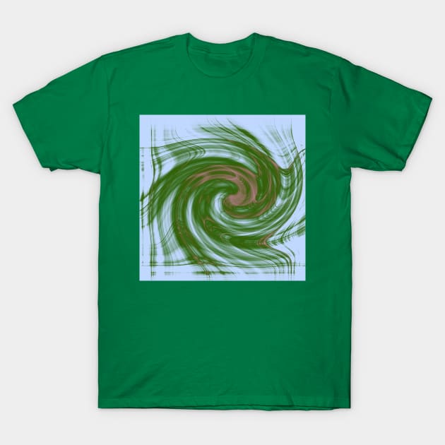 Swirling green and blue fractal vortex T-Shirt by hereswendy